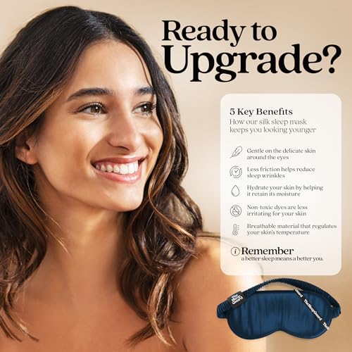 TheSleepGuard Pure Silk Sleep Mask [100% 6A Mulberry Silk, 22 Momme] Light Blocking Travel Essentials. Eye Masks for Sleeping. Black Oeko-Tex Blindfold. Eye Covers for Men & Women - color: Midnight Navy