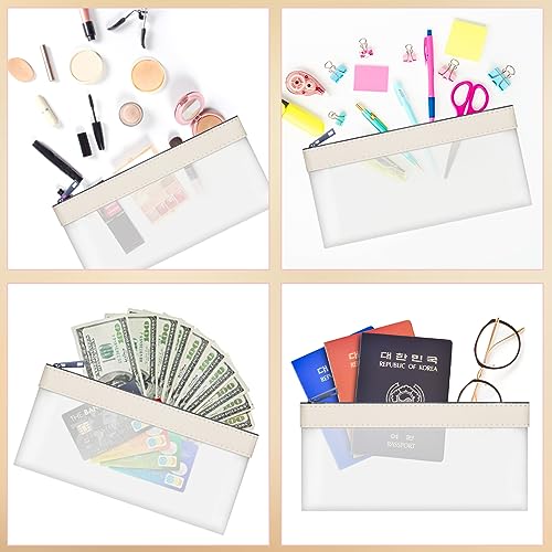 4 Pack Clear Money Envelopes for Cash Money Bag Pouch 7.6x3.7 inch - color: white