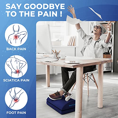 BlissTrends Foot Rest Under Desk, Foot Stool with 2 Adjustable Heights - color: Blue, size: Large