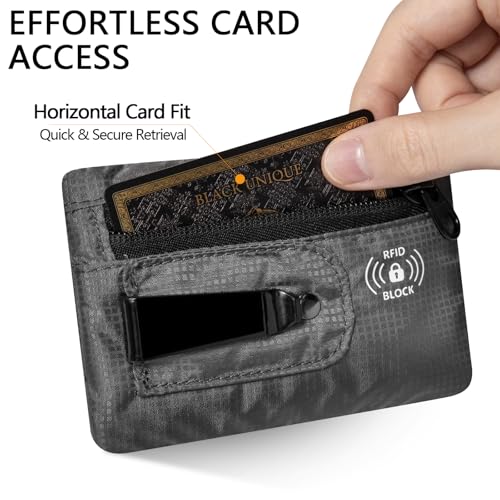 KOSMCCO RFID Blocking Clip Stash Pocket Travel Belt Wallet, Grey, Medium - color: Grey, size: Medium (3.5x5.2")