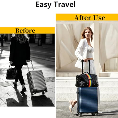 Luggage Connector Straps, Adjustable Bag Luggage Straps, 2 Black Iridescent - color: Black+Iridescent