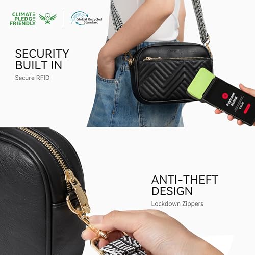 BOSTANTEN Quilted Small Crossbody Bag for Women Vegan Leather Purses - color: Black