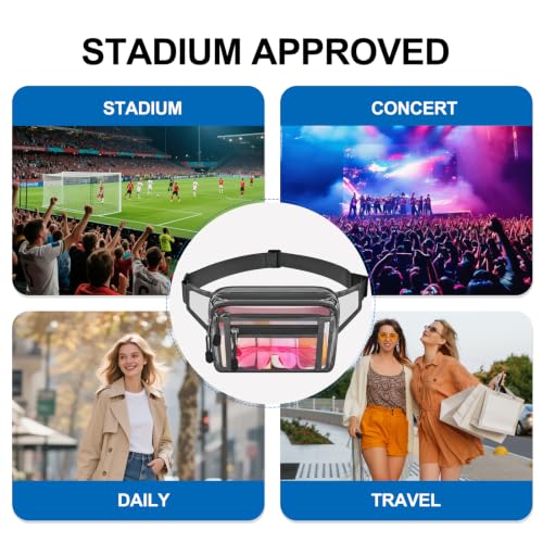 USPECLARE Clear Fanny Pack Stadium Approved Large Multi-Purpose Waist Bag - color: Charcoal-Gray, style: 1-pack-pvc