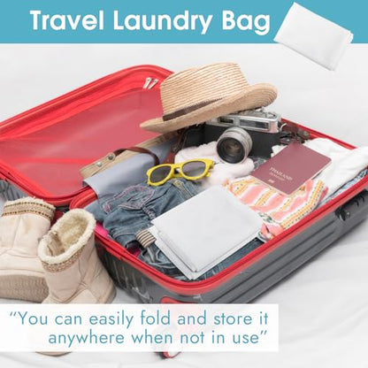 2 Pack Mesh Laundry Bags 23x34 Inch Drawstring Locking for Travel Home - color: White