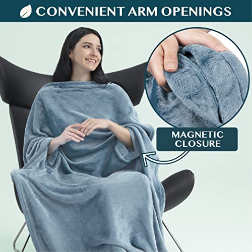 PAVILIA Compact 2-in-1 Travel Blanket Pillow for Airplane Flight, Blue - color: Dusty Blue
