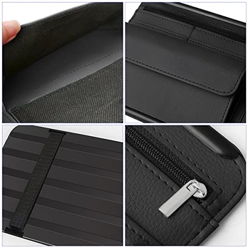 Zipelo 12.2 x 6.5 Inch PU Leather Car Sun Visor Organizer, Black - color: Style 2-Black