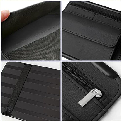 Zipelo 12.2 x 6.5 Inch PU Leather Car Sun Visor Organizer, Black - color: Style 2-Black