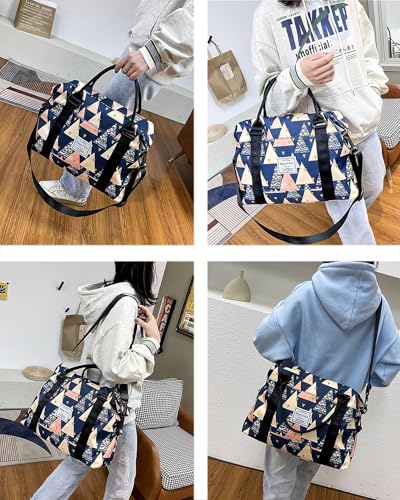 Travel Duffle Bag Weekender Overnight Gym Bag for Women, Colorful Triangle - color: Colorful Triangle