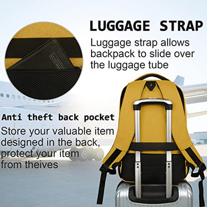 Volher Laptop Backpack,Business Travel Anti Theft Slim College Backpack - color: Yellow, size: 15.6 Inch, style: Laptop
