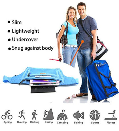 Naoki Outdoor Sports Running Jogging Cycling Hiking Camping Climbing Travel Ultra-thin Waterproof Polyester Waist Pack/Bag Runner Belt(Sky Blue) - color: Z-Sky Blue