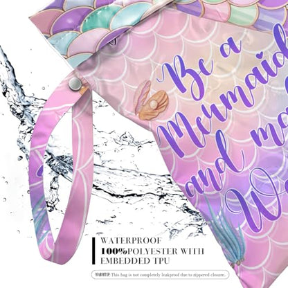 2 Pcs Mermaid Scale Print Wet Bags, Ocean Wet Dry Bag, Birthday Beach Gifts - color: Multicolor 0115