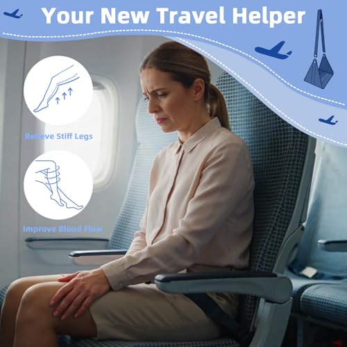 Asaiter-Airplane Foot Hammock for Plane Travel Essentials - Airplane Travel Essentials, Long Flight Foot Rest - Plane Gadgets (Deep Blue 2) - color: Deep Blue 2