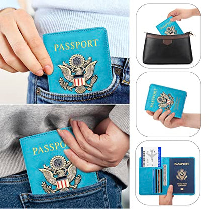 Premium Passport Holder for Travel RFID Blocking Passport Cover Slim - color: Sky Blue