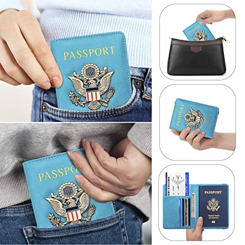 Premium Passport Holder for Travel RFID Blocking Passport Cover Slim - color: Sky Blue