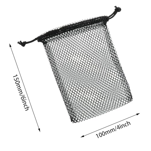6PCS 4x6inch Black Nylon Drawstring Mesh Bag Small Travel Organiser Laundry Bag for Carrying Sports Equipment and Ball and Clothes - size: 4X6inch