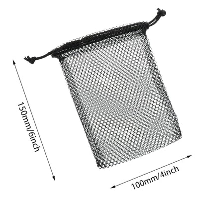 6PCS 4x6inch Black Nylon Drawstring Mesh Bag Small Travel Organiser Laundry Bag for Carrying Sports Equipment and Ball and Clothes - size: 4X6inch
