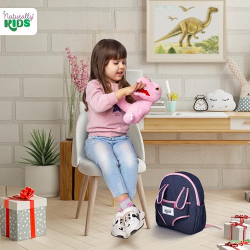 Naturally KIDS Toddler Backpack w. Plush Pink Dinosaur Toy, Kids Gift 2-5 - color: 02 Dinosaur Pink, size: Small