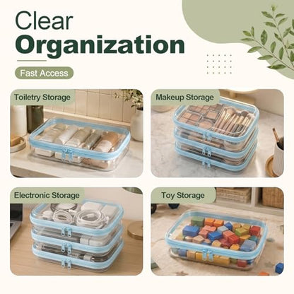 3 Pack Medium Blue Clear Hard Shell Zipper Cases,Zipper Pouches - color: Clear Blue, size: 3 Pack (M)