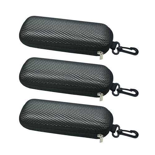 Unisex Semi-Hard Shell Eyeglasses Cases(3 Pack), Protective Case For Glasses - color: Grid Black