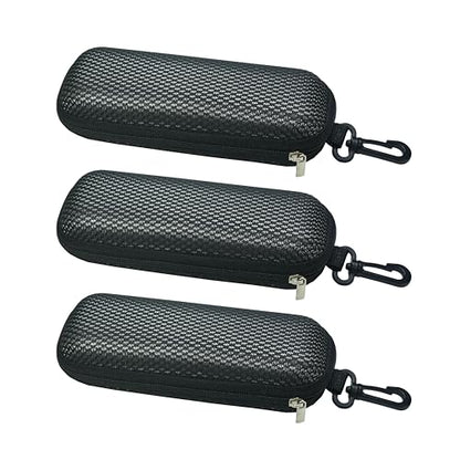 Unisex Semi-Hard Shell Eyeglasses Cases(3 Pack), Protective Case For Glasses - color: Grid Black