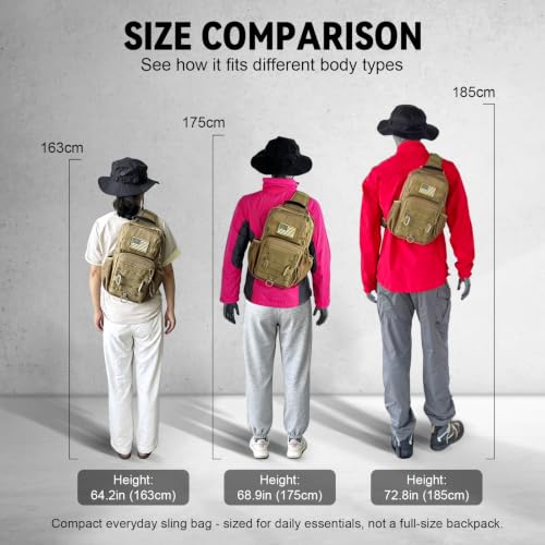 Rover Sling Pack Tactical Shoulder Sling Bag Backpack with Bottle Holder Crossbody Chest Bag, Woodland - color: Woodland