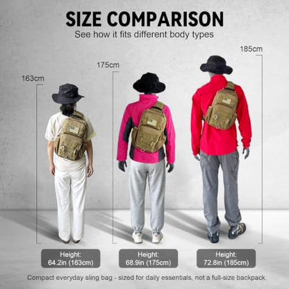 Rover Sling Pack Tactical Shoulder Sling Bag Backpack with Bottle Holder Crossbody Chest Bag, Olive - color: Olive