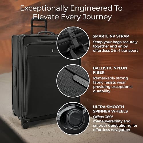 Briggs & Riley Baseline Extra Large Expandable Softside Spinner, Black - color: Black, size: 31" Checked