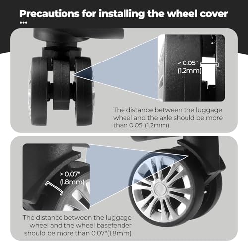 8Pcs Upgrade Luggage Wheel Covers, Travel Accessories (Black) - color: Black