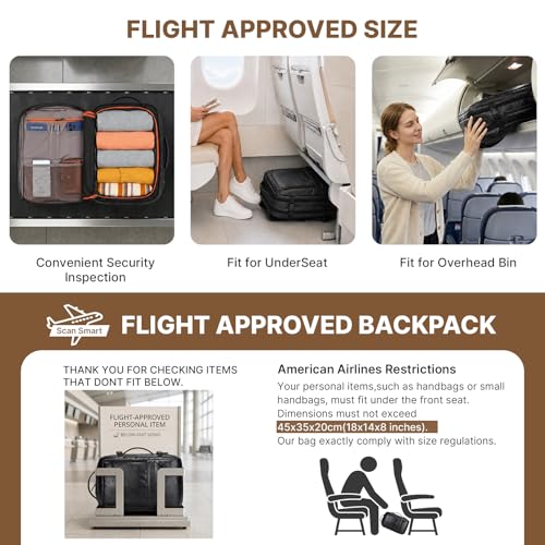 Carry On Backpack, 40L Expandable Travel Backpack, Black - color: Black