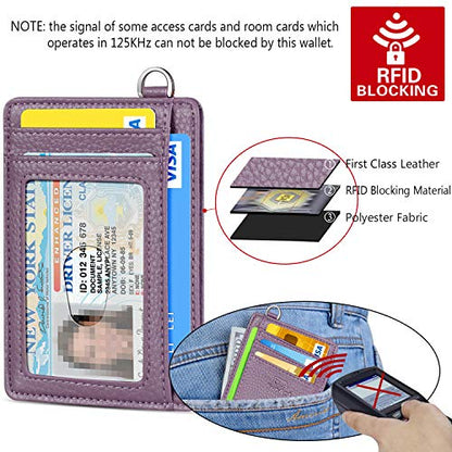 FurArt Slim Minimalist Wallet RFID Credit Card Holder for Men - color: Litchi Lavender