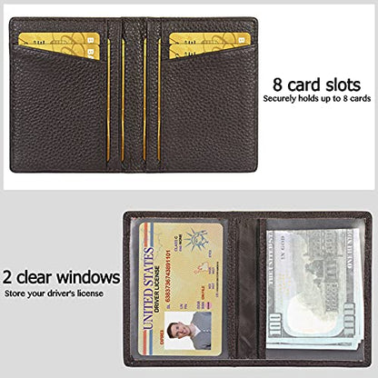 Unaone Slim Minimalist Wallet - Premium Leather Wallets - color: Coffee Brown