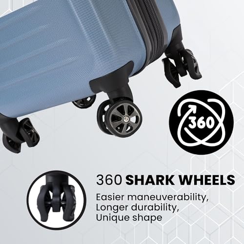 Spyder Rails Expandable Hardside Upright Suitcase with 360 Spinner Wheels, TSA Approved Lock, Denim, Large Checked - color: Denim, size: Large Checked