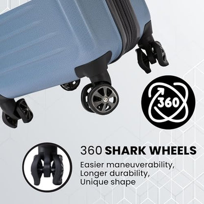 Spyder Rails Expandable Hardside Upright Suitcase with 360 Spinner Wheels, TSA Approved Lock, Denim, Large Checked - color: Denim, size: Large Checked