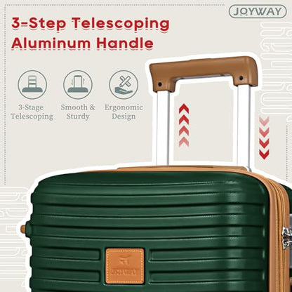 Joyway Expandable Carry on Luggage Sets Airline Approved, Lightweight Hard Shell 20 Inch Carry-on Suitcase with Spinner Wheels - color: Green, size: Carry on luggage