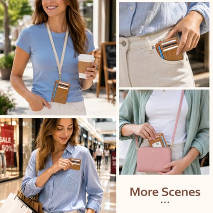 Coco Rossi Crocodile Wallet Women Slim Credit Card Holder with Keychain - color: A Brown Croc
