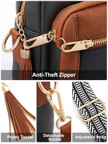 Vegan Leather Crossbody Bags for Women Anti theft Purses and Handbag - color: Black & Brown