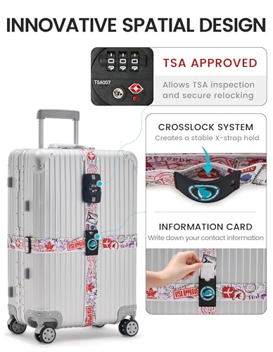 Travelkin Luggage Straps TSA Approved, Suitcase Straps with TSA Lock - color: Journey