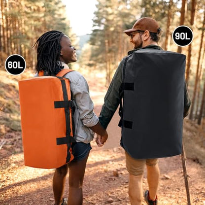 MIER 40L/60L/90L Water Resistant Backpack Duffel, Heavy Duty Duffle Bags - color: Black, size: 60l
