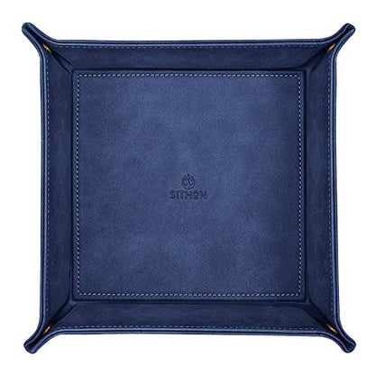 SITHON Valet Tray Desktop Storage Organizer Nightstand Caddy Holder - color: Dark Blue