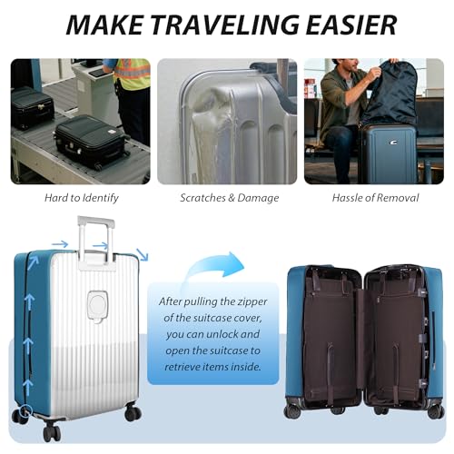 Transparent PVC Suitcase Cover, No Disassembly Required Clear Luggage Protector Suitcase Cover - color: Blue, size: 20