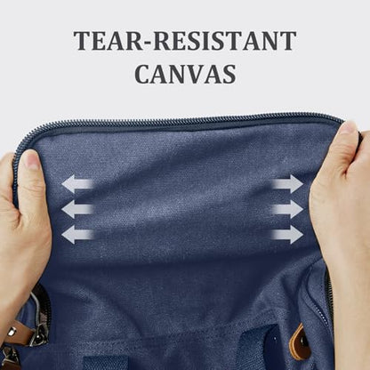 Gonex Canvas Duffle Bag, Expandable 60L Travel Overnight Weekender Bag - color: Blue, size: X-Large-60L (With Shoe Compartment)