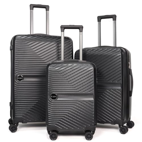 Luggage Set 3 Pieces -Suitcase Set - Luggage with Wheels - Check-in Luggage - PC + ABS Durable Suitcase Rotating Silent Wheels 3-Piece 20/24/28 Mint Green (black) - color: black
