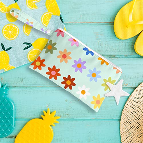 Wet bag, Wet dry bag, swimsuit, travel, beach, pool, diapers, dirty yoga gym clothes, toiletries, waterproof Heart Decor Bohemian heart romantic birthday gift, 2 piece set. - color: RetroFlower