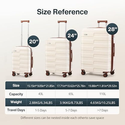 Vipbox Carry On Luggage 20 Inch Hardside PC Travel Suitcase, White - color: Elegant White, size: 20 inch