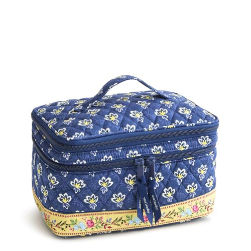 Vera Bradley Women's Premium Cotton Brush Up Cosmetic Case – Maison Blue - color: Maison Blue