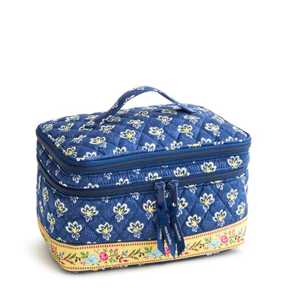 Vera Bradley Women's Premium Cotton Brush Up Cosmetic Case – Maison Blue - color: Maison Blue