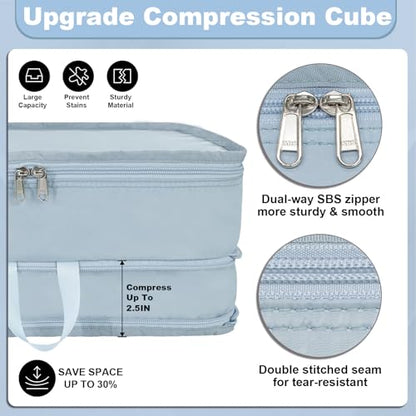 Packing Cubes for Travel Packing Organizers Compression Travel Cubes, Blue - color: Blue