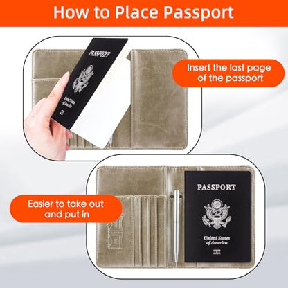WALNEW Passport Holder for Travel, RFID Passport Wallet, Travel Essentials - color: A-Gold