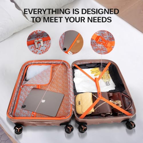 25'' Luggage,Expandable,PC Hardshell Suitcases w/Wheels - color: ROSEGOLD, size: 25 inch Single Piece