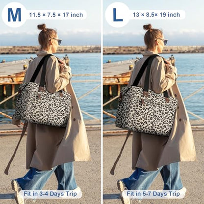 Pritent Travel Duffle Bag, Weekender Overnight Personal Item Carry On Bag - color: Leopard, size: Large
